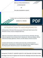 A Special Literature Review On Anthropometry: (MATRIC NO: 178321043)