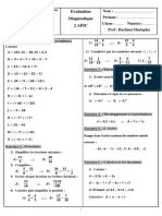 Evaluation Diagnostique Maths 2AC Modele 2 PDF