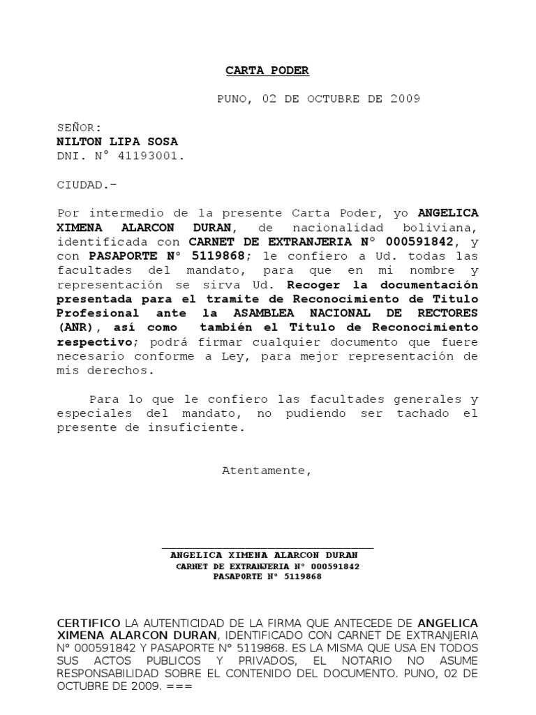 CARTA PODER