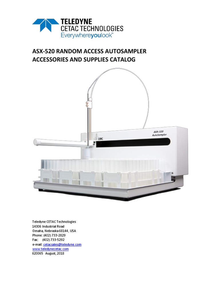 Asx-520 Random Access Autosampler Accessories and Supplies Catalog ...