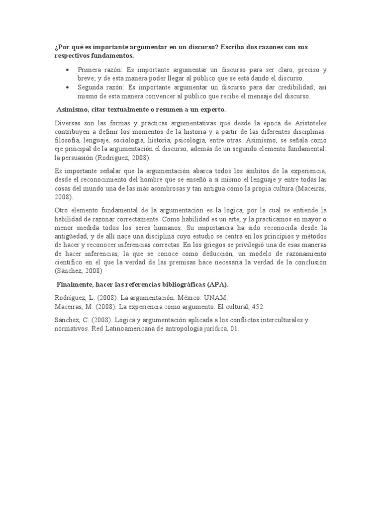 Por Qué Es Importante Argumentar en Un Discurso PDF