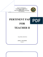 Pertinent Papers FOR Teacher Ii: Department of Education