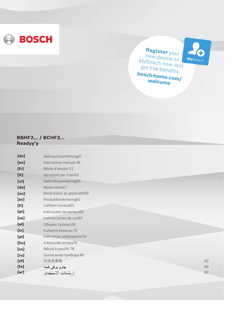 Bedienungsanleitung Bosch Readyy'y Serie 2 BCHF220B (Deutsch 104 — free download