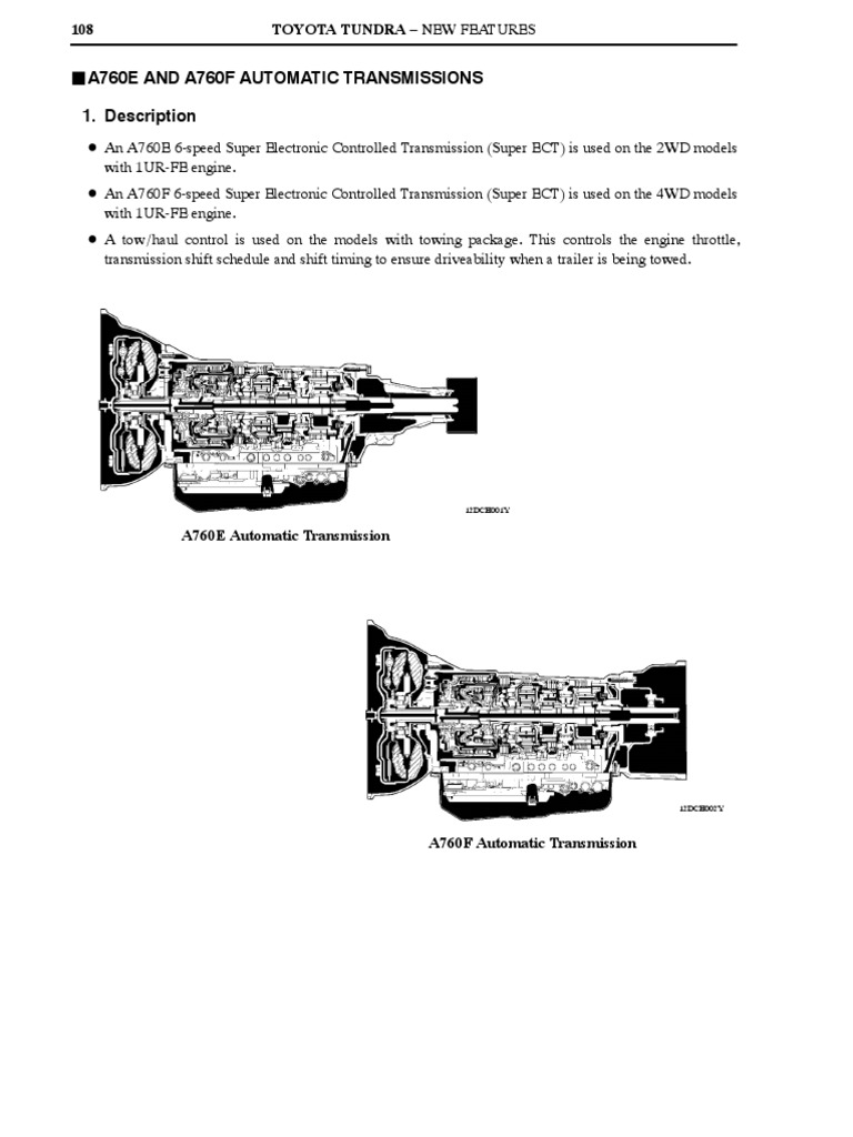 Toyota Tundra A760F Transmission | PDF | Automatic Transmission ...