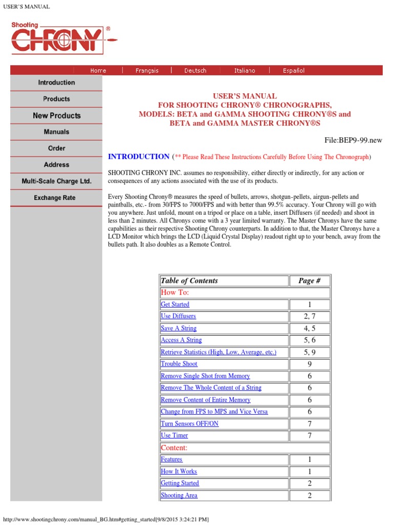 Shooting Chrony Users Manual PDF Computer Monitor Memory
