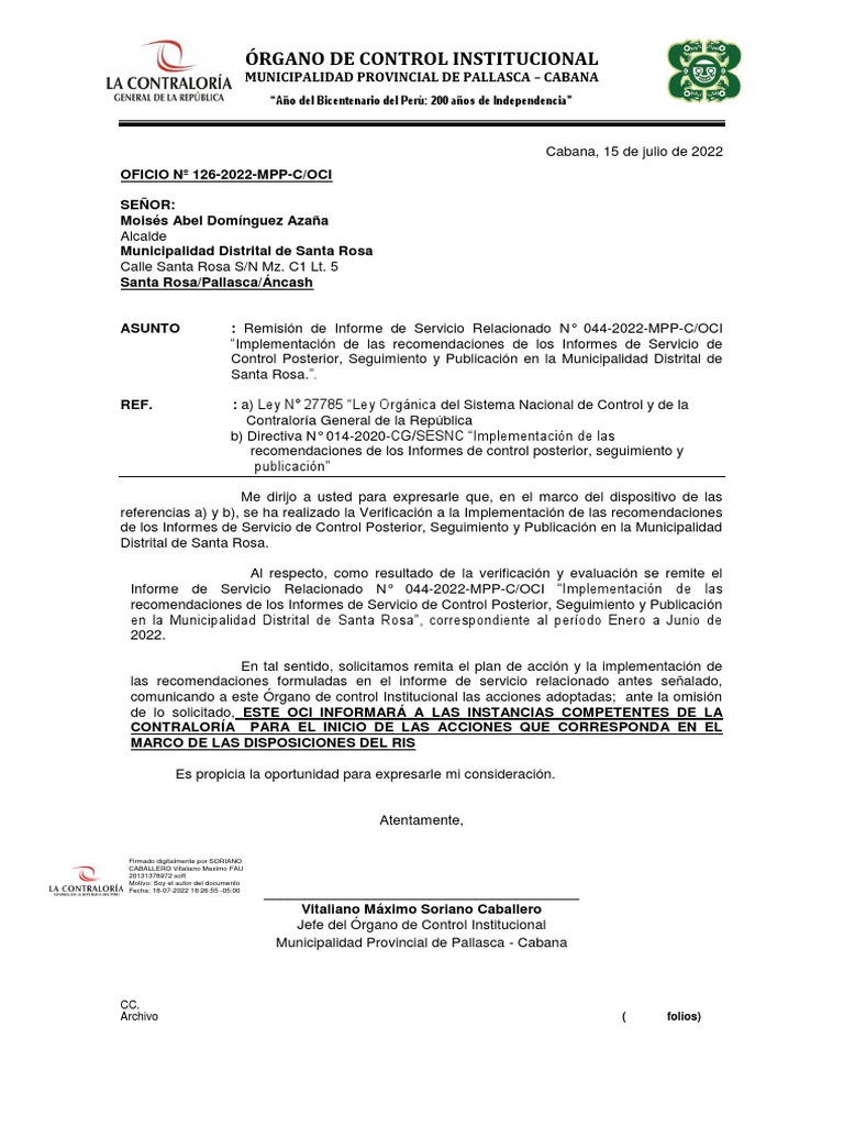 Informe de Control Posterior en Municipios | PDF | Perú | Alcalde