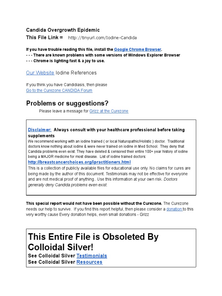 This Entire File Is Obsoleted by Colloidal Silver! Problems or