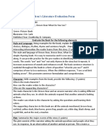 Ece 260 Childrens Literature Evaluation Form Picture