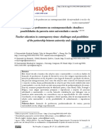 Formação de Professores Na Contemporaneidade, Desafios e Possibilidades Da Parceria Entre Universidade e Escola