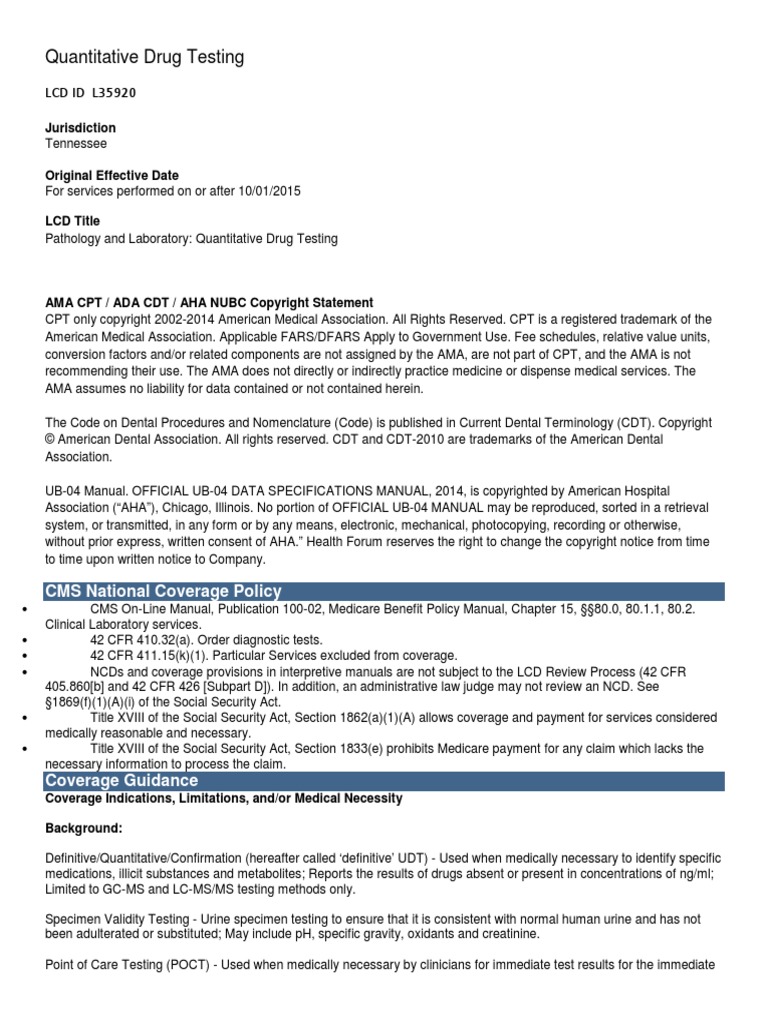 Quantitative Drug Testing LCD ID L35920 PDF Gas ChromatographyMass Spectrometry