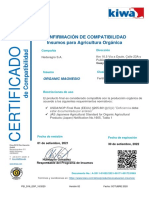 Certificado ORGANIC MAGNESIO - Español