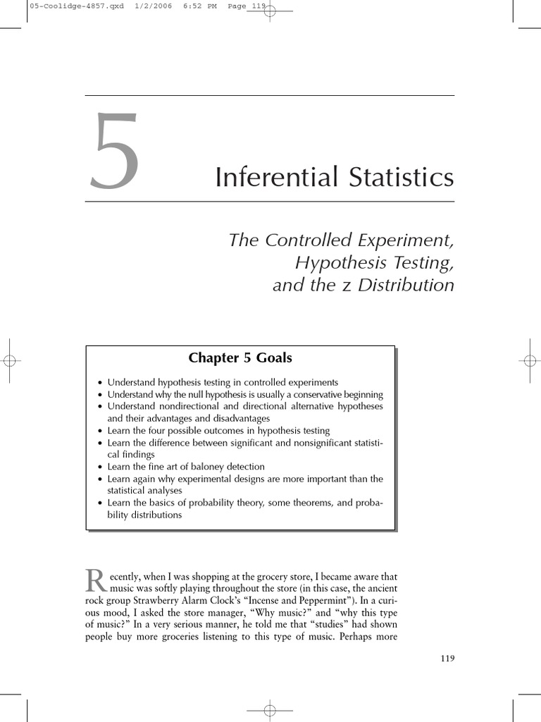 STATISTIC 11891 - Chapter - 5 | PDF | Type I And Type Ii Errors ...