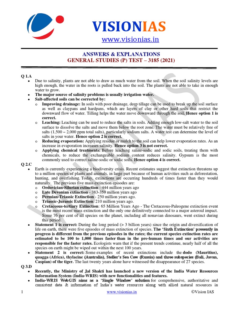 A 2021 Vision IAS Test 8 | PDF | Soil | World Economic Forum