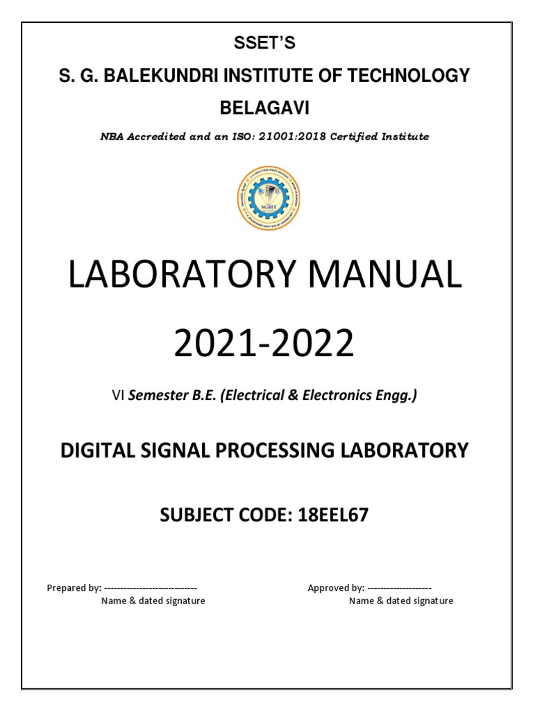 Laboratory Manual 20212022 Digital Signal Processing Laboratory PDF
