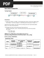 Basic Router Configuration: Topology Diagram