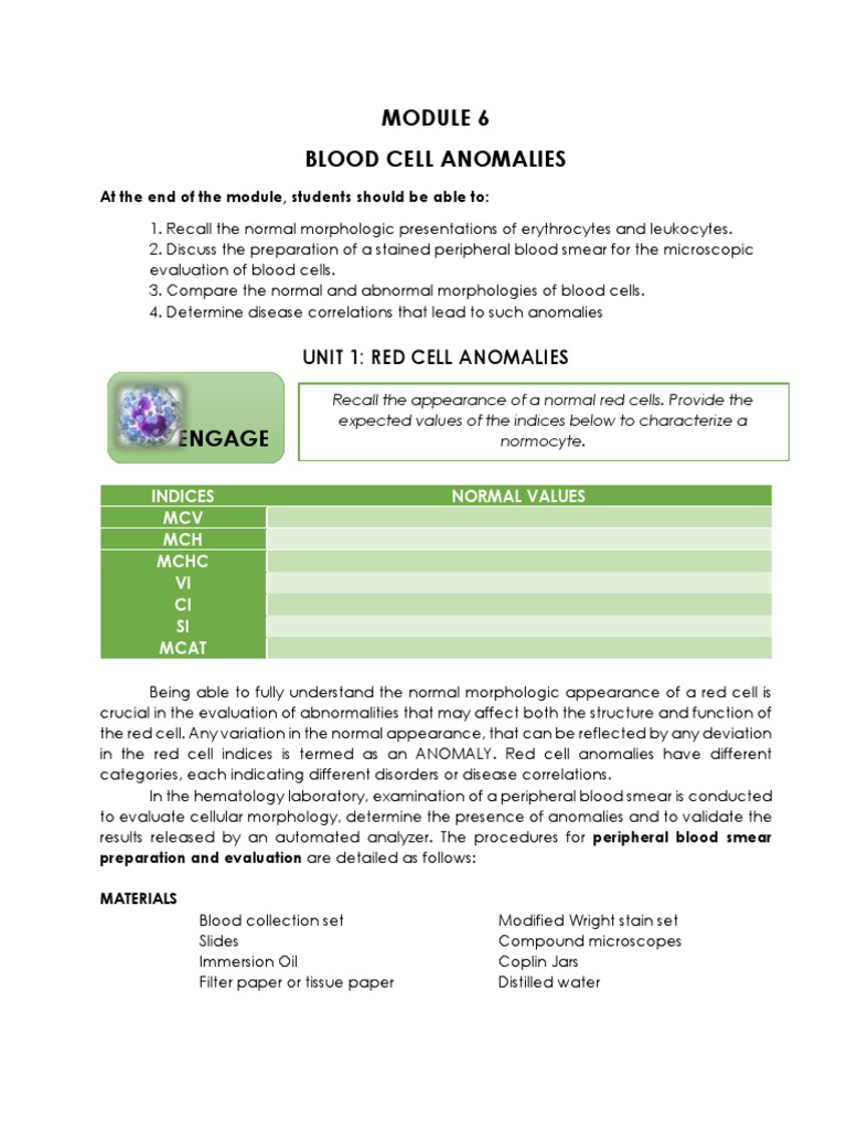 M06 - Blood Cell Anomalies | PDF | Anemia | White Blood Cell
