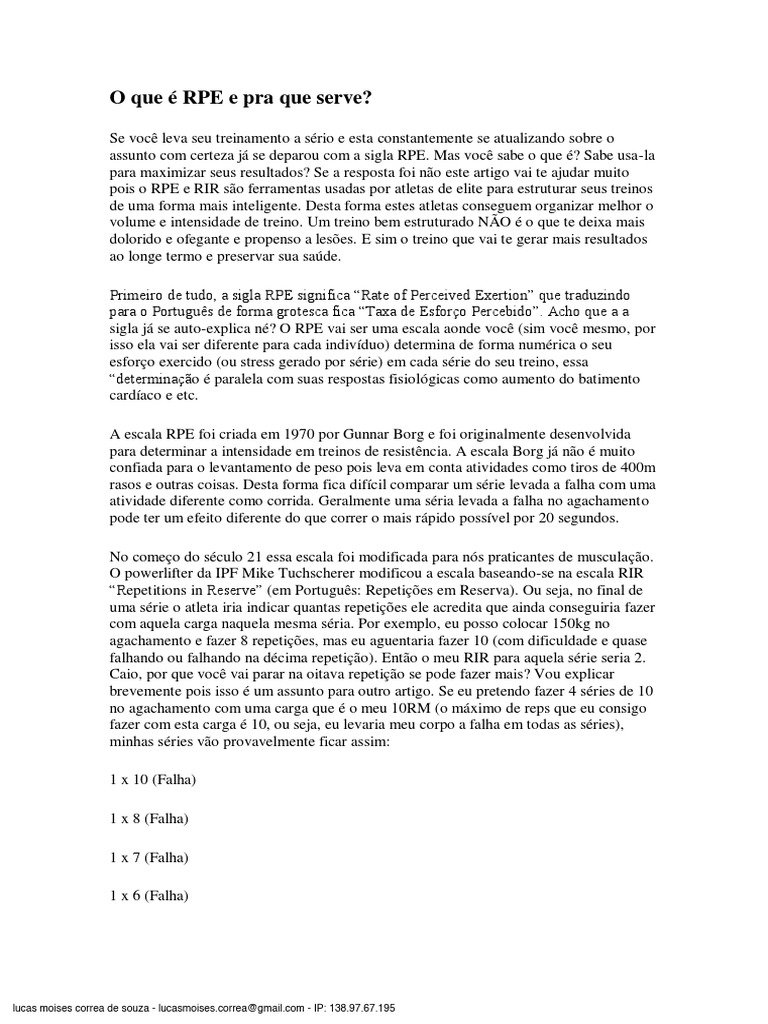 Entendendo a Escala RPE para Treinos | PDF | Autoajuda