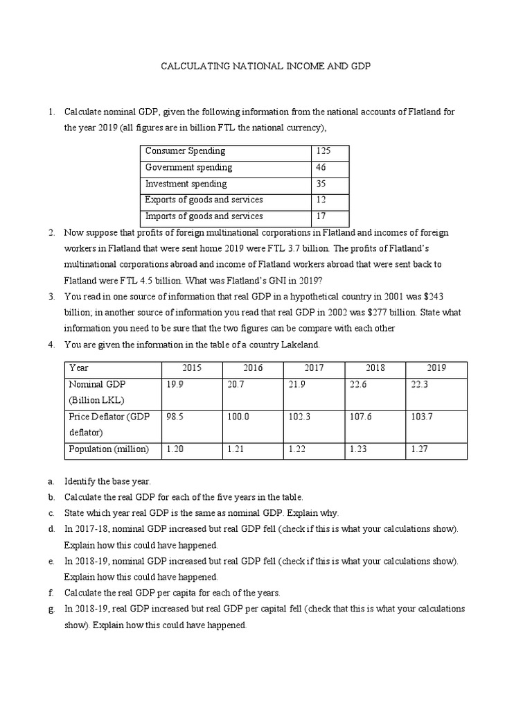 Calculate Nominal GDP PDF