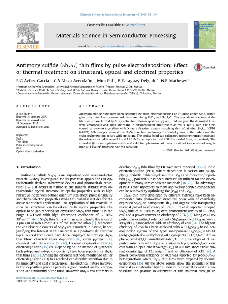 Materials Science in Semiconductor Processing PDF Electron