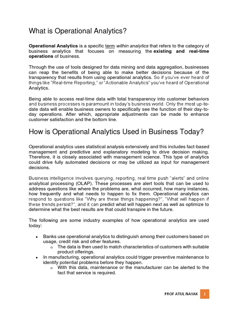 What Is Operational Analytics | PDF | Analytics | Business