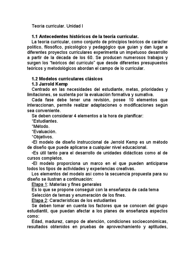 Modelo de Tyler en Teoría Curricular | PDF | Plan de estudios | Aprendizaje