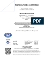 ISO 9001 Certification for Manufacture and Supply of Paints