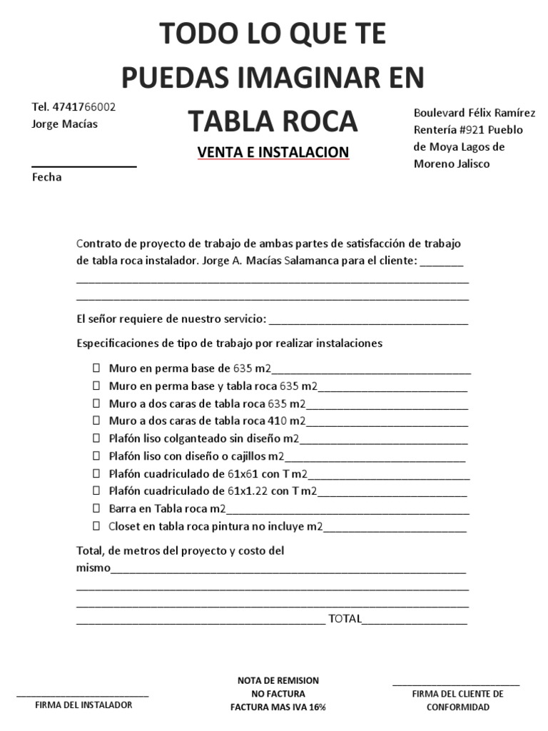 Tabla Roca | PDF