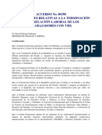 Acuerdo 398 Disposiciones Relativas A La Terminación de La Relación Laboral de Trabajadores Con VHI