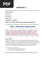 Topic - UDP Socket Programming: Assignment: 5