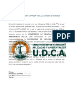 Autorización Expresa Utilización de Imágenes - Udca