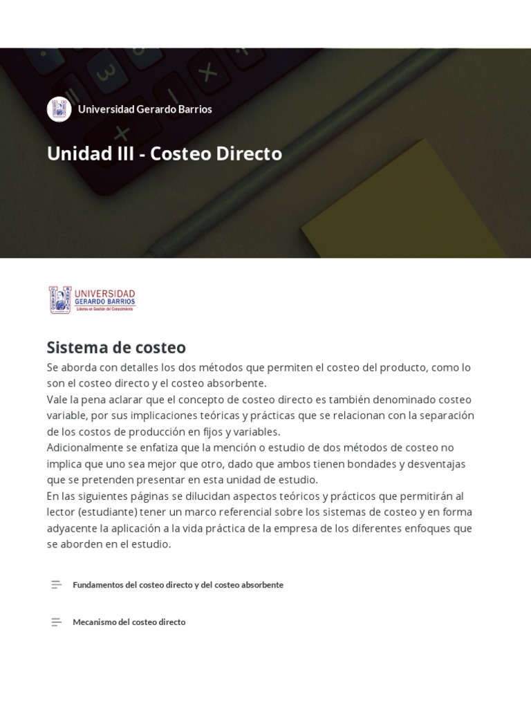 Costeo Directo vs. Absorbente: Comparativa | PDF | Costo | Inventario