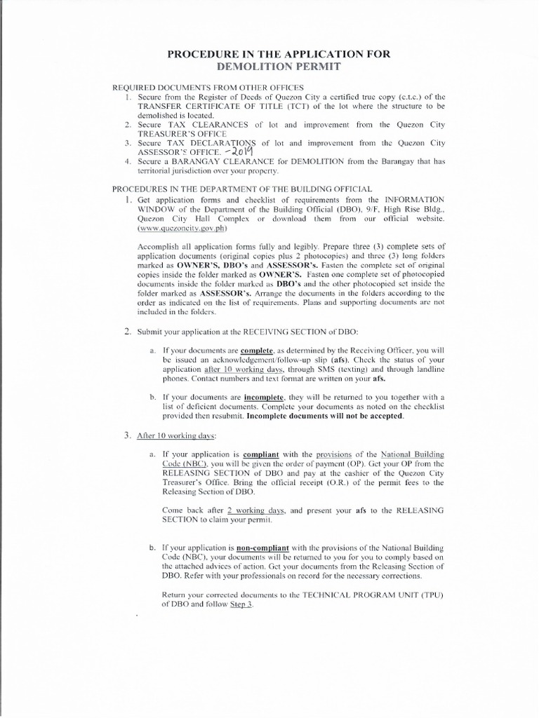 Demolition Requirements QC Govt | PDF