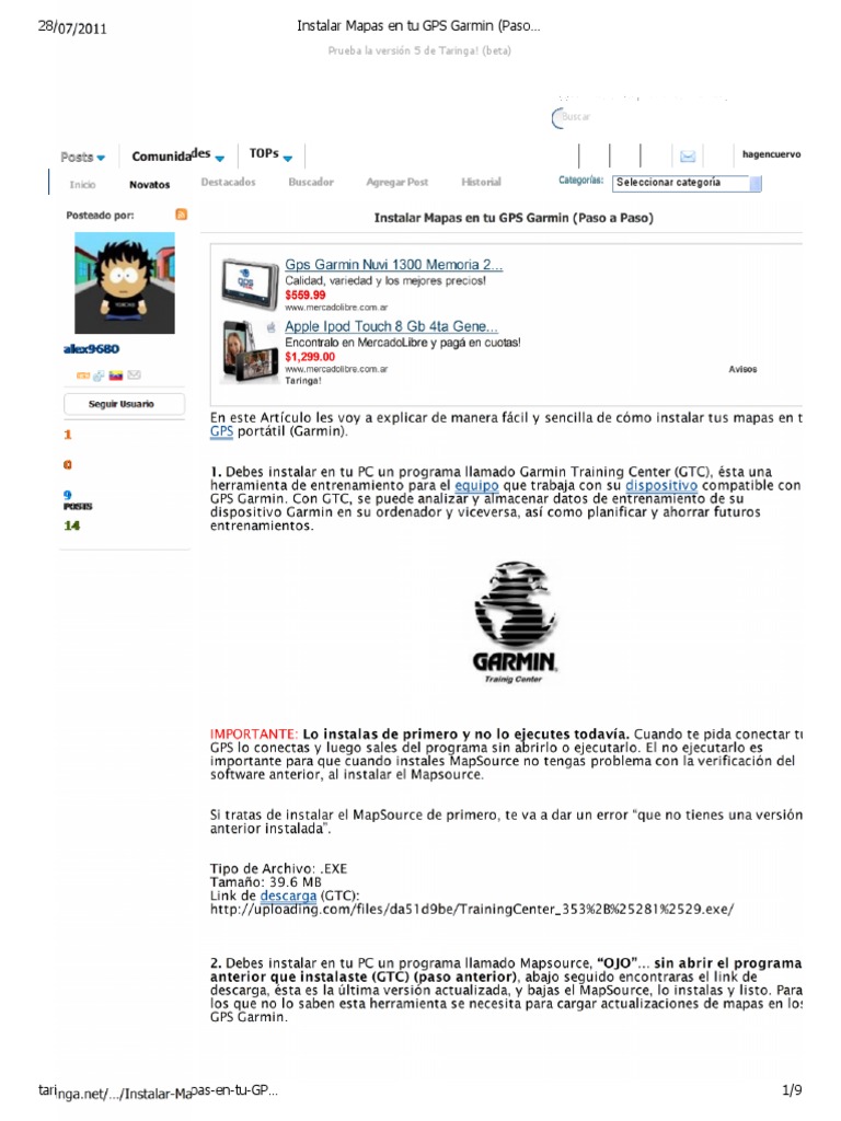 Instalar Mapas en Tu GPS Garmin (Paso A Paso) Taringa! PDF