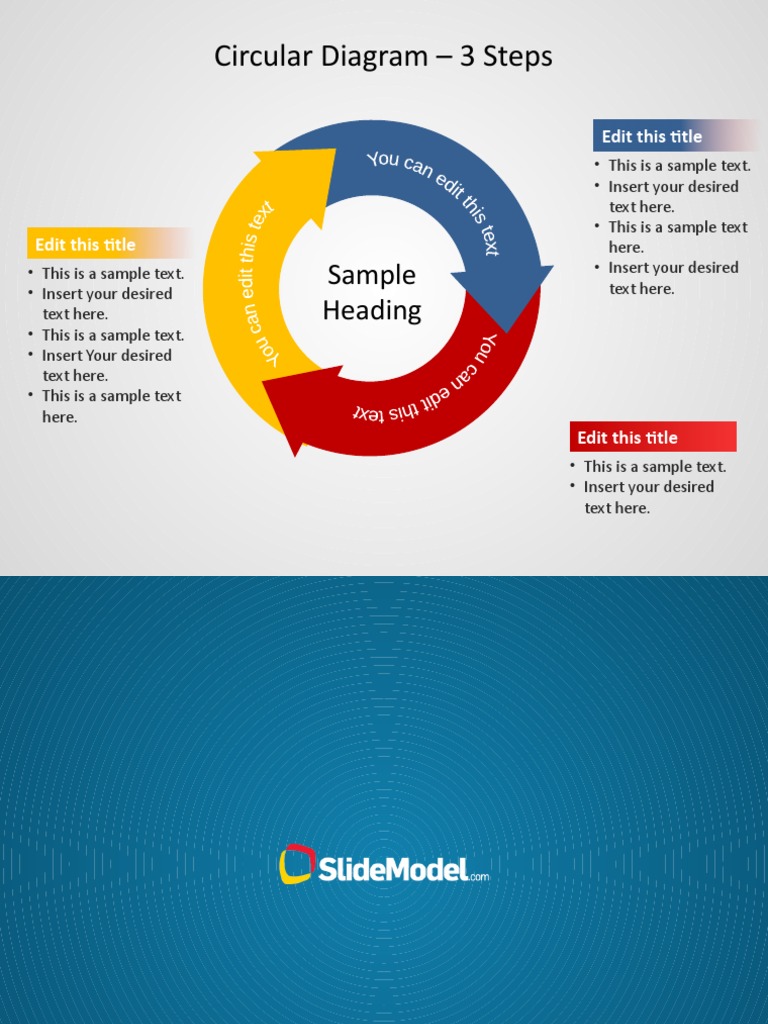 Circular Diagram - 3 Steps: Sample Heading | PDF