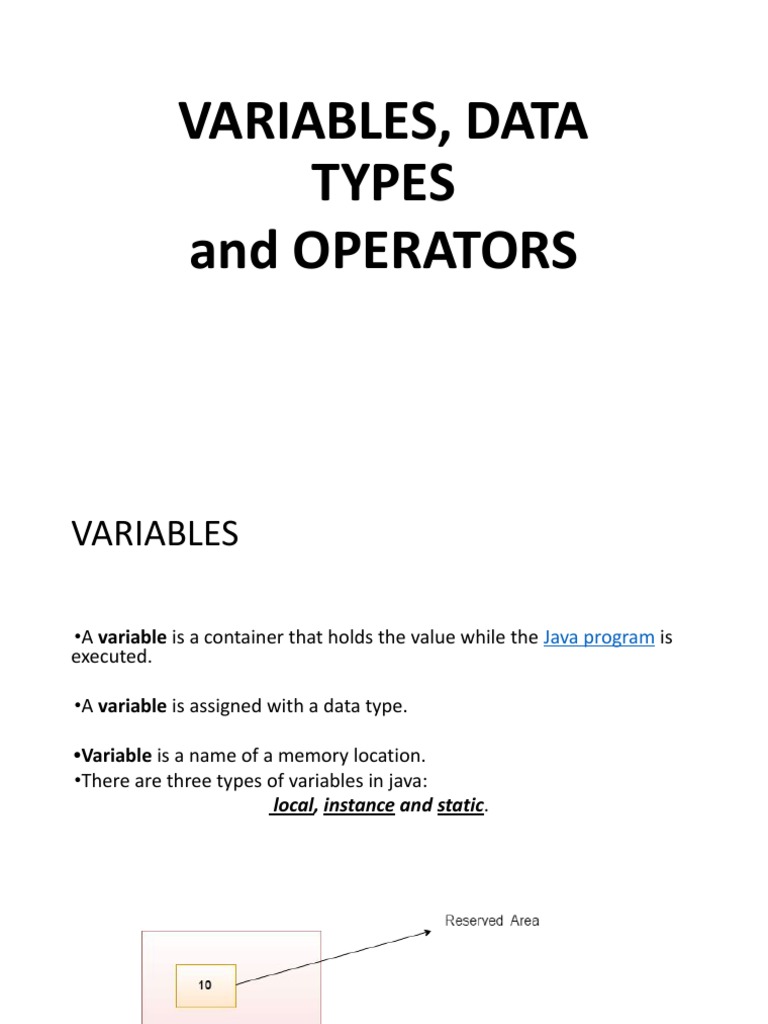 Variables, Data Types and Operators | PDF | Integer (Computer Science ...