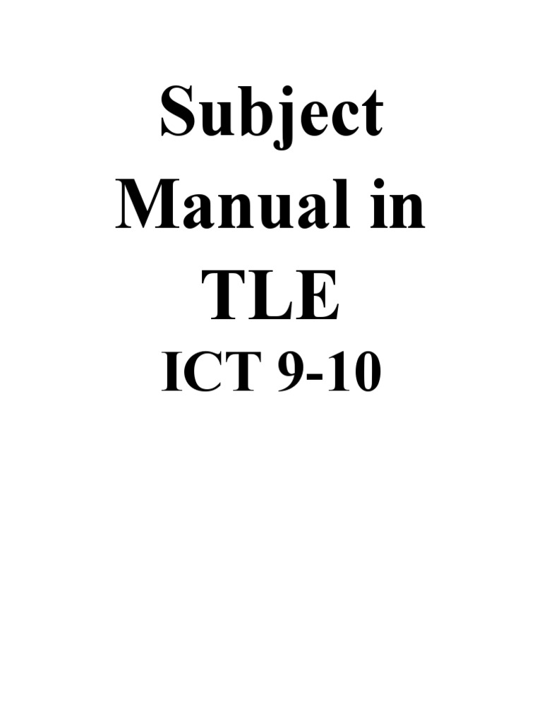 Subject Manual Tle 9-10 | PDF | Programming | Computer Program