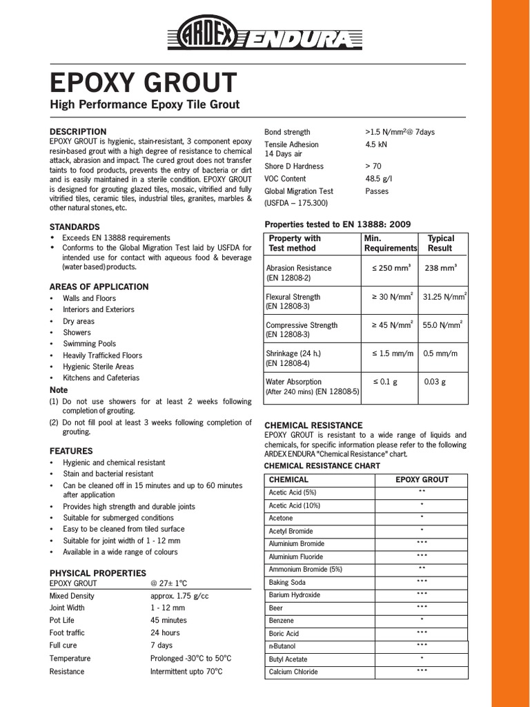 High Performance Epoxy Tile Grout PDF Adhesive Epoxy