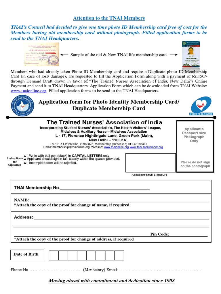Application Form For New Computerized Membership Card | PDF | Nursing ...