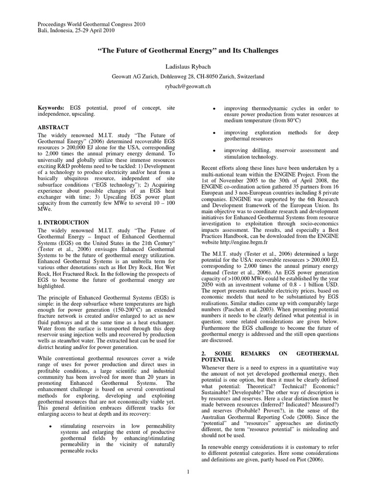 Engineering Challenges in EGS Development | PDF | Geothermal Energy ...