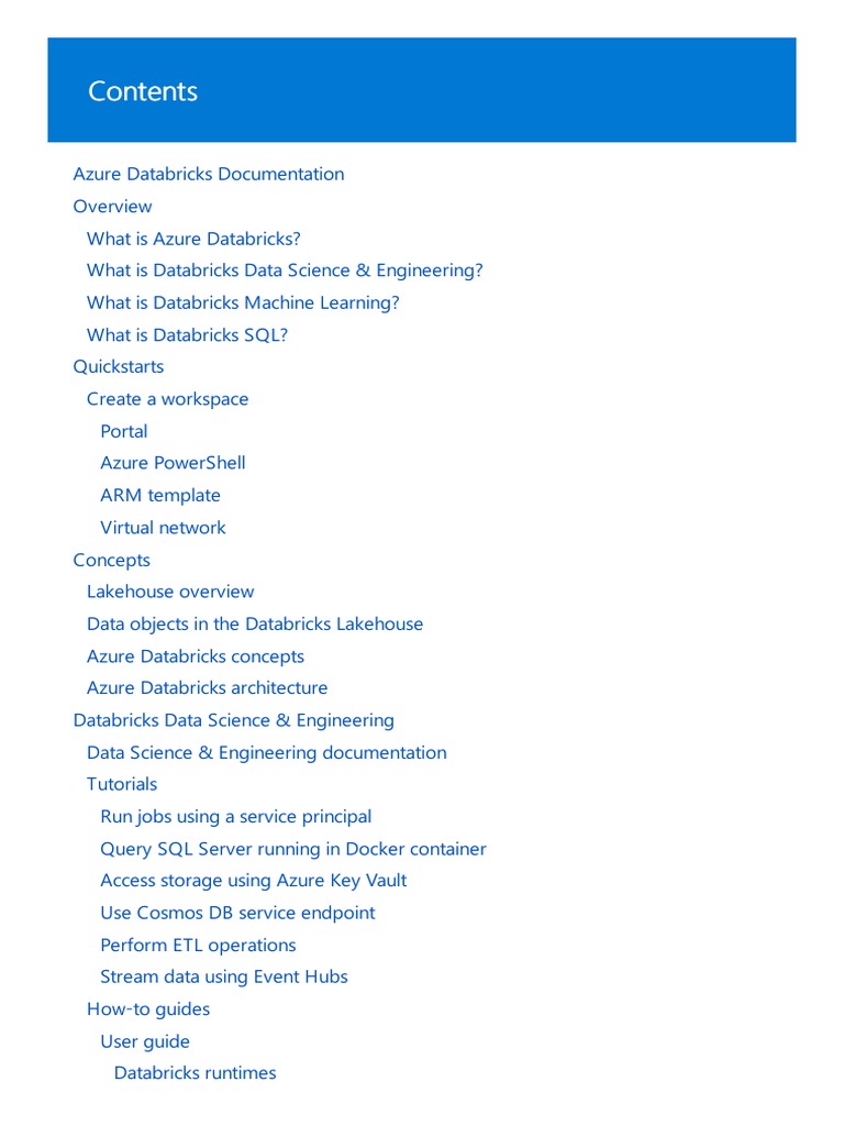 Azure Databricks Documentation | PDF | Apache Spark | Computer Cluster