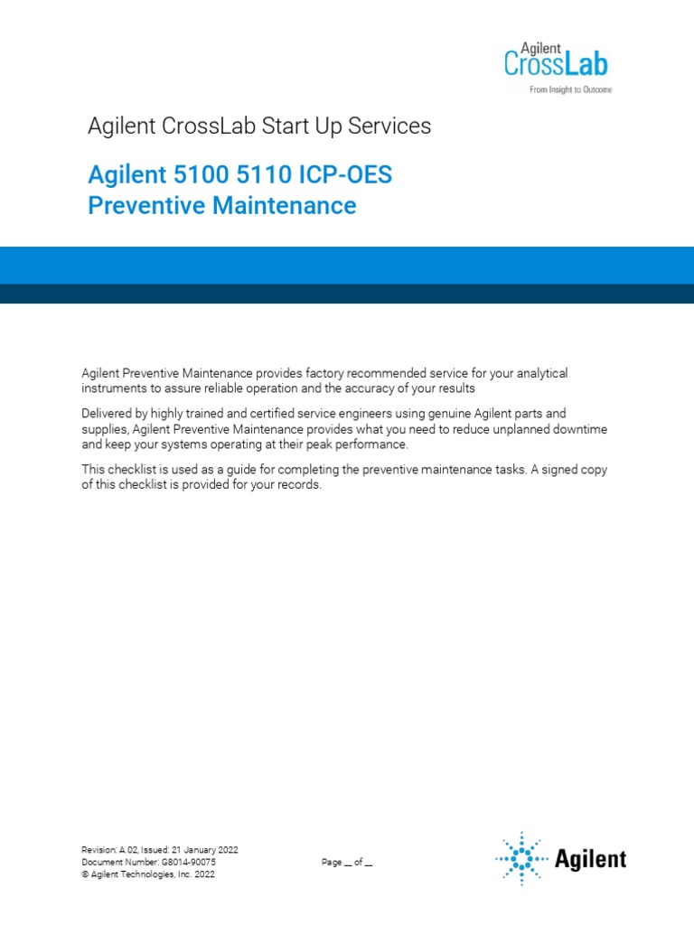 5100 5110 Preventive Maintenance Checklist PDF Pump Manufactured