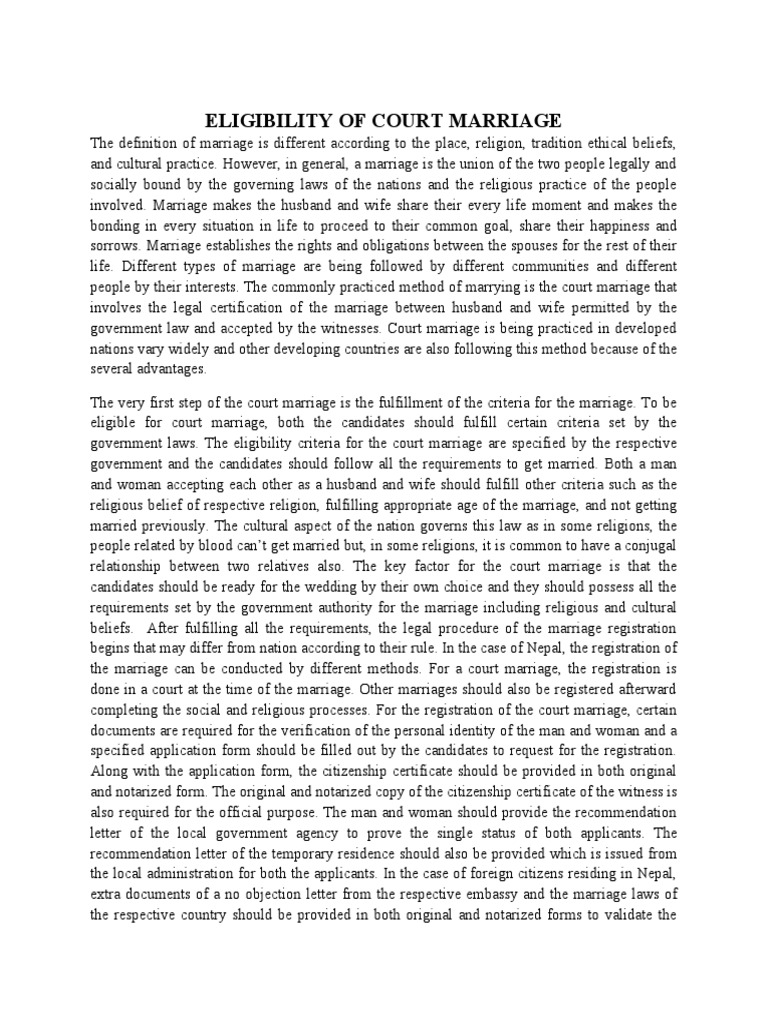 Eligibility of Court Marriage PDF Marriage Husband