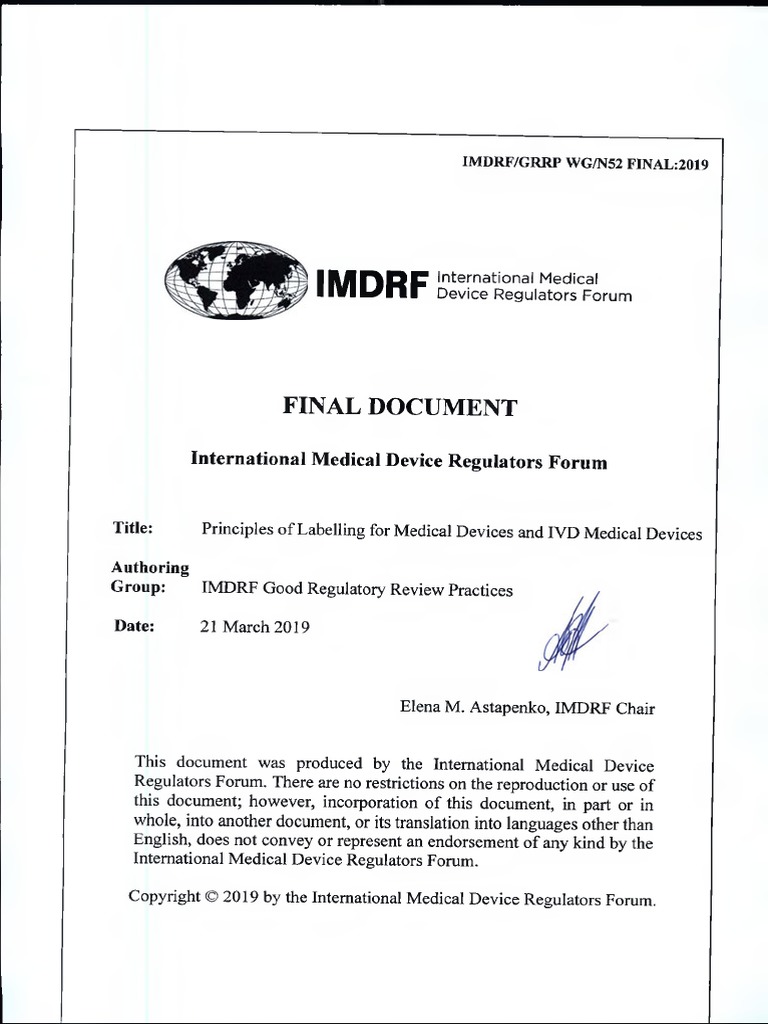 IMDRF 20190321Principles of Labelling PDF Medical Device Barcode