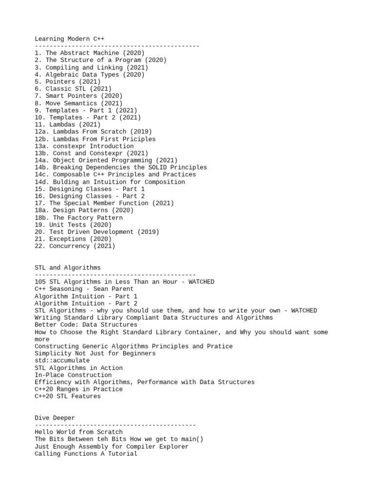 Roadmap | PDF | C++ | Programming Paradigms