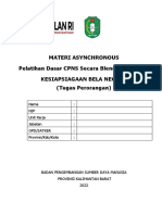 Materi Asynchronous Pelatihan Dasar CPNS Secara Blended Learning Kesiapsiagaan Bela Negara (Tugas Perorangan)