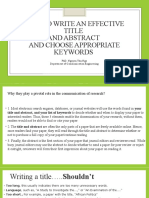 How To Write An Effective Title and Abstract and Choose Appropriate Keywords