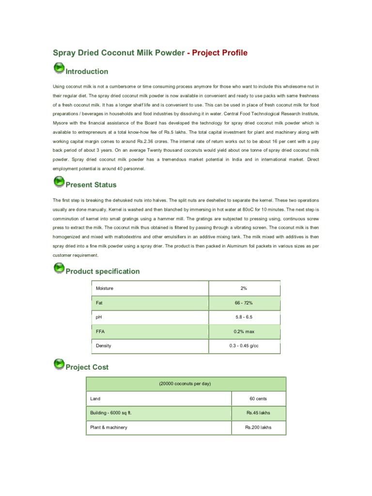 Spray Dried Coconut Milk Powder | PDF | Business