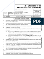 XI - LAKSHYA 17-18 PHASE TEST - III (ADVANCE