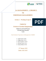 Financial Management - 1 Project On Portfolio Management: Section 1 - Working Group F1