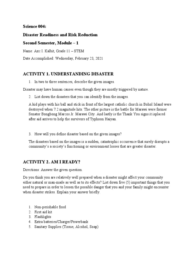 Disaster Readiness and Risk Reduction Module 1 | PDF